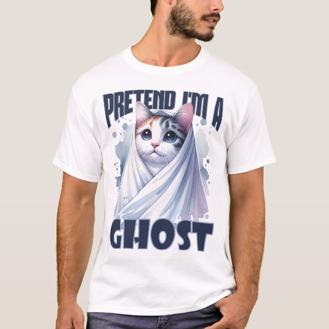Camiseta Fingir que sou um Design de Ghost Cat para a Diver (Frente)