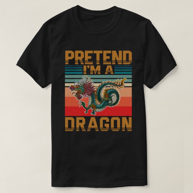 Camiseta Fingir que sou um Dragão Engraçado Fácil Fodora de (Frente do Design)