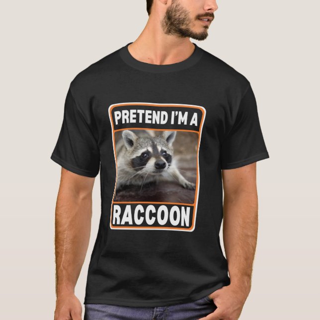 Camiseta Fingir que sou um fantasma de guaxinim, o dia das  (Frente)