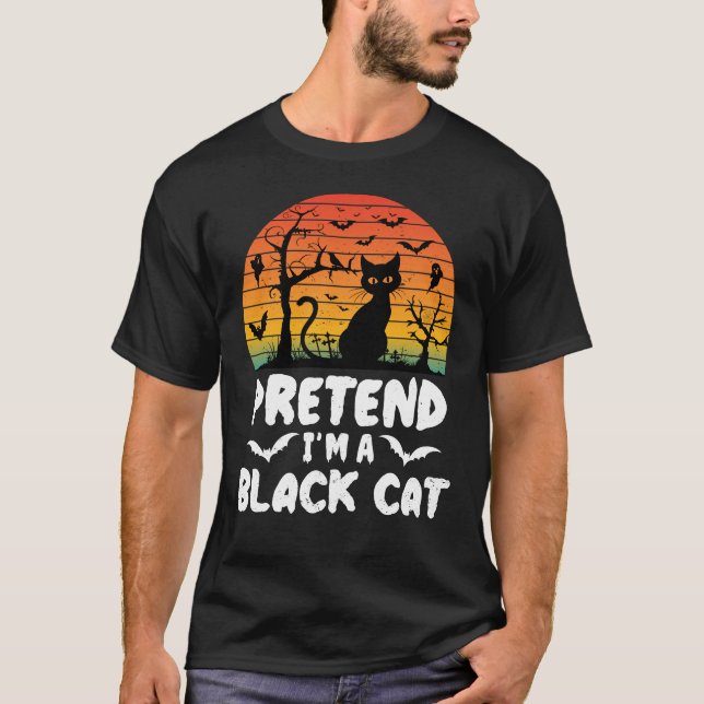 Camiseta Fingir Que Sou Um Fodarona De Gato Negro Engraçado (Frente)