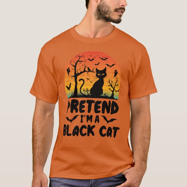 Camiseta Fingir Que Sou Um Fodarona De Gato Negro Engraçado (Frente)
