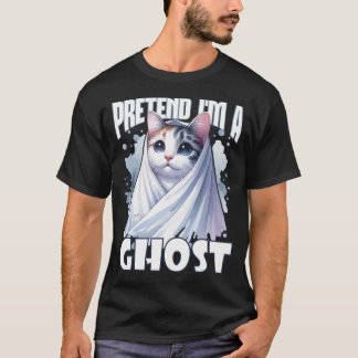 Camiseta Fingir que sou um Ghost Adorável Gato para o Hallo