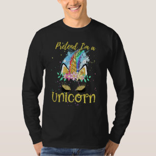 Camiseta Fingir que sou um Unicórnio Fantasia Arco-íris Bri