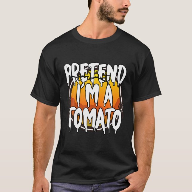 Camiseta Fingir que sou uma fantasia de Dia das Bruxas Engr (Frente)