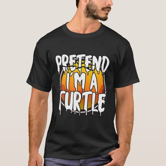 Camiseta Fingir que sou uma fantasia de Halloween preguiços (Frente)