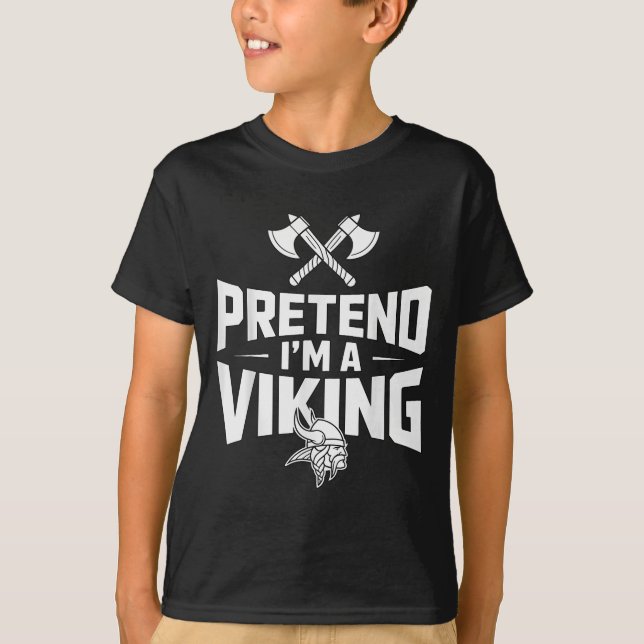 Camiseta Fingir que sou uma fantasia de Halloween viking (Frente)