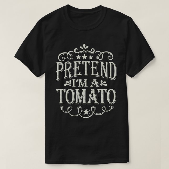 Camiseta Fingir que sou uma fantasia de Tomate Easy Hallowe (Frente do Design)