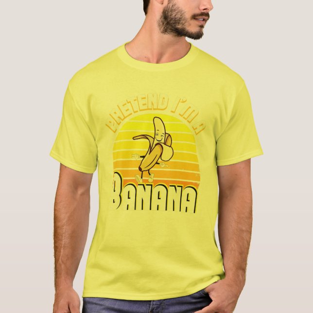 Camiseta Fingir que sou uma fantasia engraçada de Banana Ch (Frente)