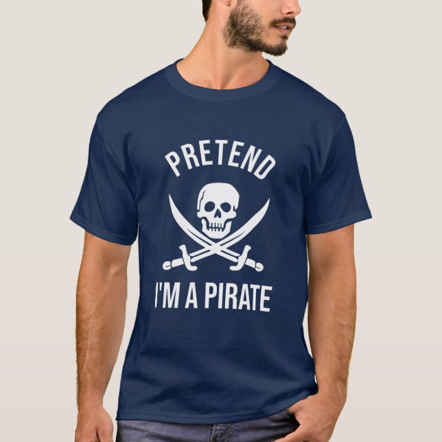 Camiseta Fingir que sou uma fantasia pirata de Halloween En (Frente)