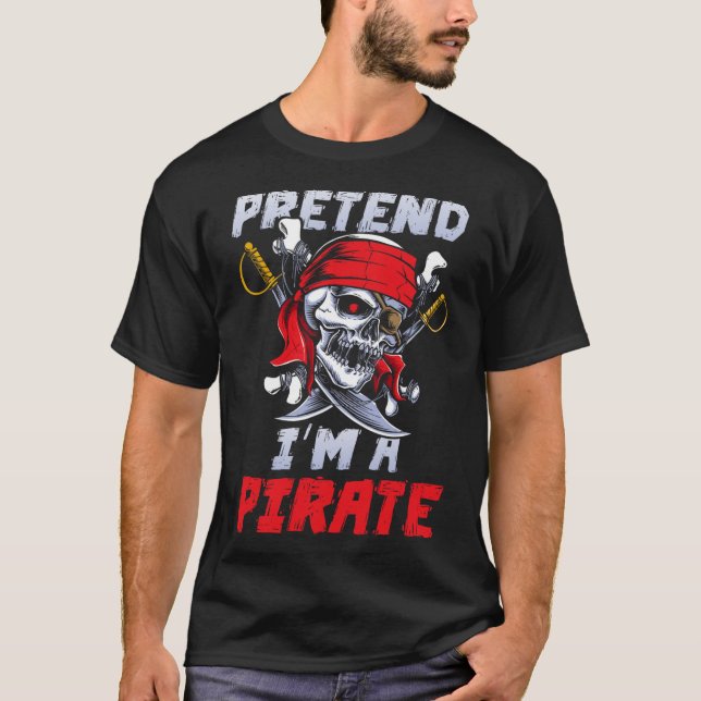Camiseta Fingir que sou uma festa de fantasias de piratas D (Frente)