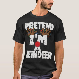 Camiseta Fingir que sou uma rena Natal engraçado preguiçoso