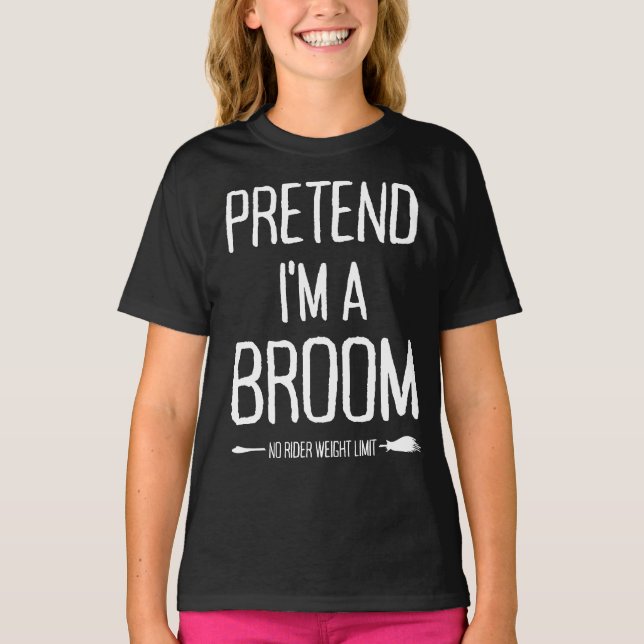 Camiseta Fingir Uma Broom Engraçada No Último Minuto Pregui (Frente)