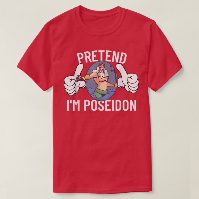 Camiseta Finja que sou Poseidon Halloween Costume Medusa Gr (Frente do Design)