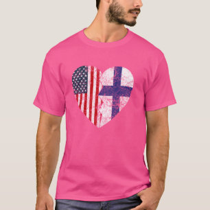 Camiseta Finlan American Flags Heart Estados Unidos Finlan