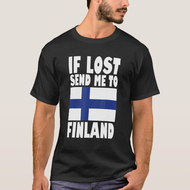 Camiseta Finland Flag Design  If lost send me to Finland (Frente)