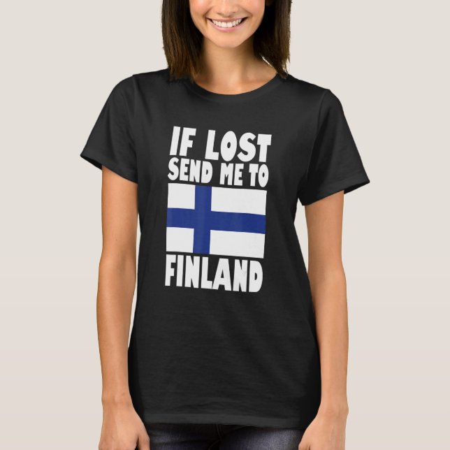Camiseta Finland Flag Design  If lost send me to Finland (Frente)