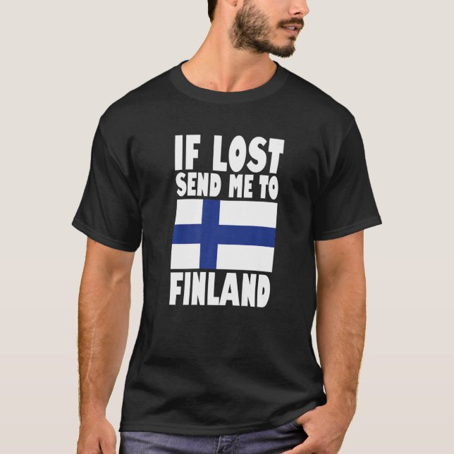 Camiseta Finland Flag Design  If lost send me to Finland Pr (Frente)