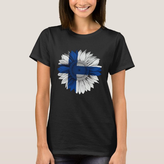 Camiseta Finland Flag Sunflower Finn Roots Proud Patriotic (Frente)