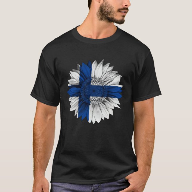 Camiseta Finland Flag Sunflower Finn Roots Proud Patriotic (Frente)