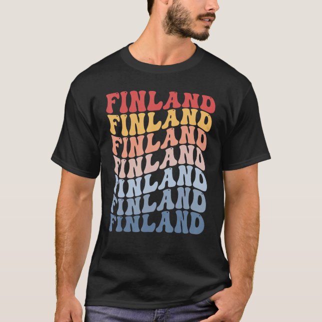 Camiseta Finland Groovy Retro Finn (Frente)