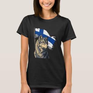 Camiseta Finlândia Bandeira Raízes Finlandesas Wolf Finlând