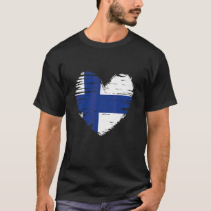 Camiseta Finlândia Coração Bandeira Finlandesa Orgulho Finl