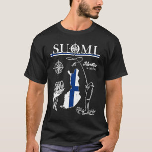 Camiseta Finlândia Equipe de Pesca Suomi Tour de Pesca Fi