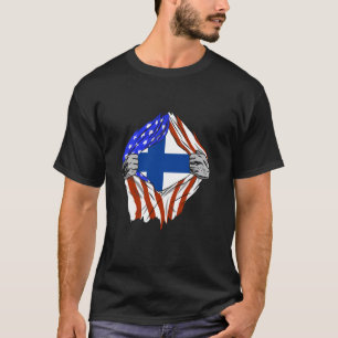 Camiseta Finlândia EUA Finlândia América Peito Orgulho Finl