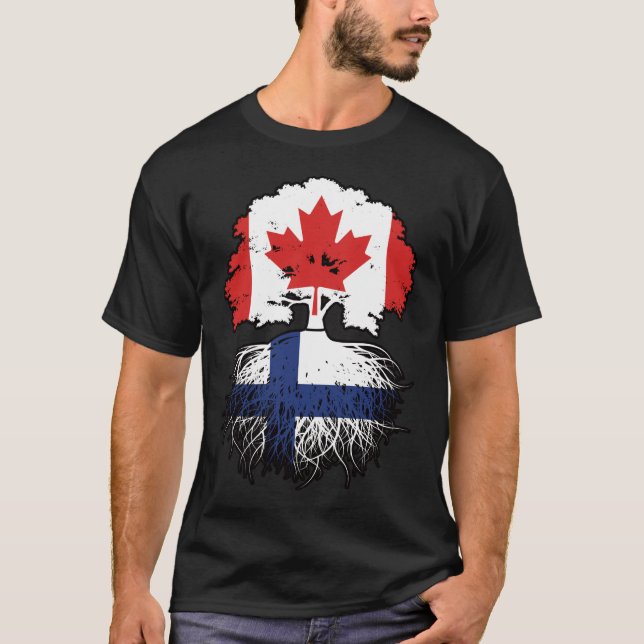 Camiseta Finlândia Finlândia Canadense Canada Tree Roots Fl (Frente)