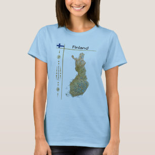 Camiseta Finlândia Mapa + Bandeira + Título