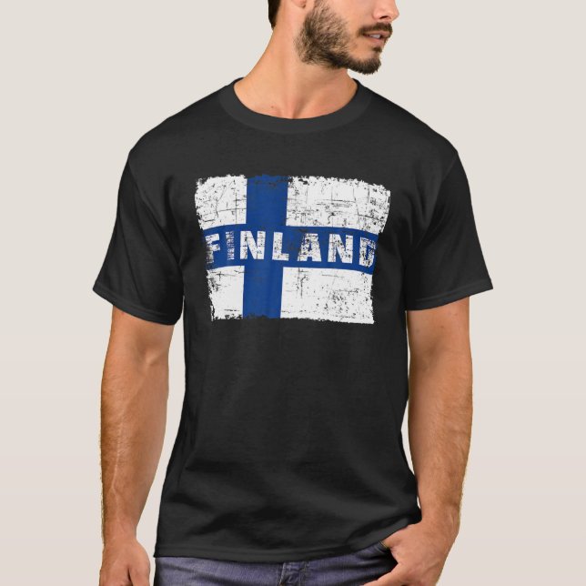 Camiseta Finlândia Sinalizador Finlandês Orgulho de Souveni (Frente)