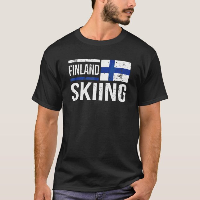 Camiseta Finlândia Skiier Flag Race Snow Mountain Winte (Frente)