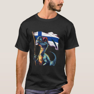 Camiseta Finlândia T-Rex Dino Raízes Finlandesas Orgulho Fi