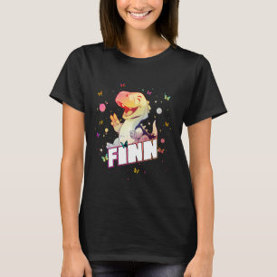 Camiseta FINN - Nome de Menino Bonito com Dinossauro Giro