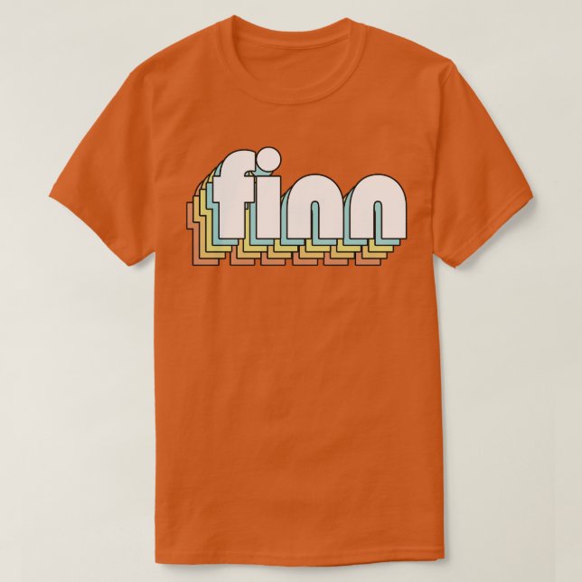 Camiseta Finn Retro Rainbow Tipografia Estilo Desvanecido (Frente do Design)