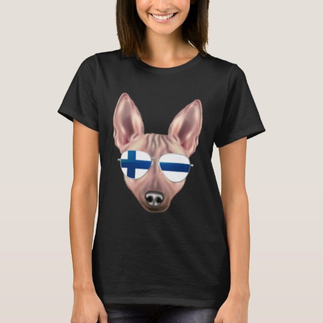 Camiseta Finnish Flag American Hairless Terrier Dog Finland (Frente)