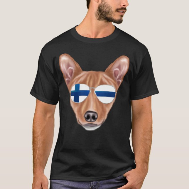 Camiseta Finnish Flag Basenji Dog Finland Pocket (Frente)