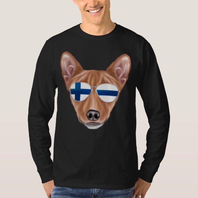 Camiseta Finnish Flag Basenji Dog Finland Pocket (Frente)