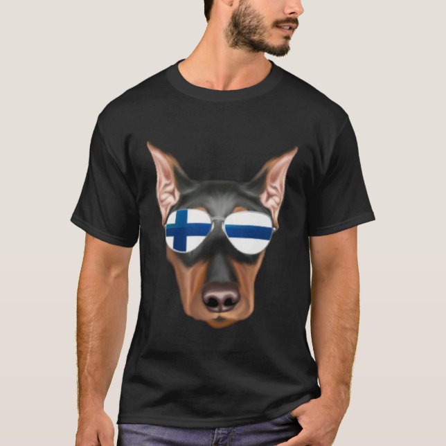 Camiseta Finnish Flag German Pinscher Dog Finland Pocket (Frente)