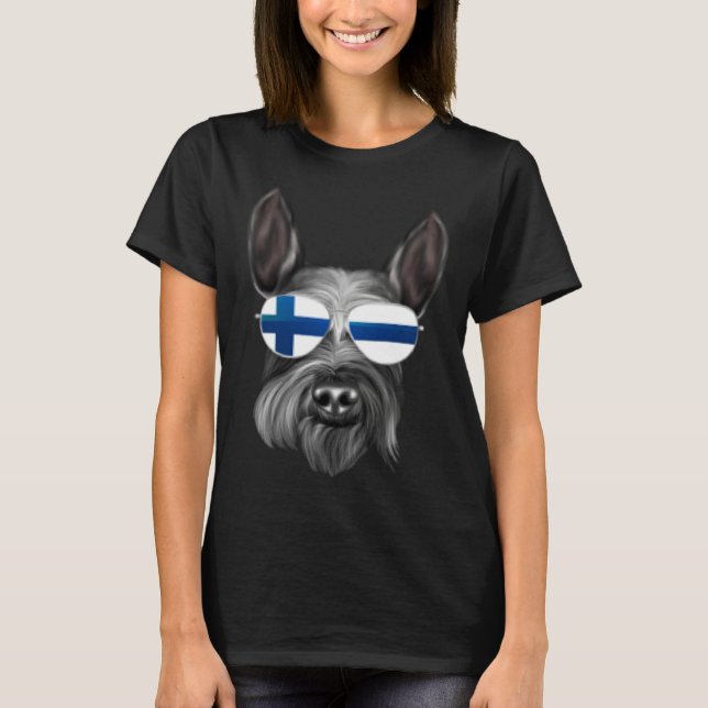 Camiseta Finnish Flag Giant Schnauzer Dog Finland Pocket (Frente)