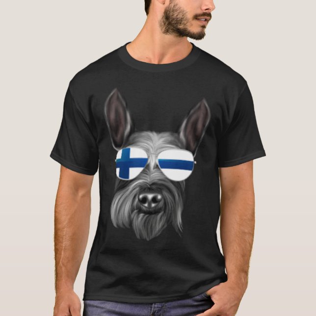 Camiseta Finnish Flag Giant Schnauzer Dog Finland Pocket (Frente)