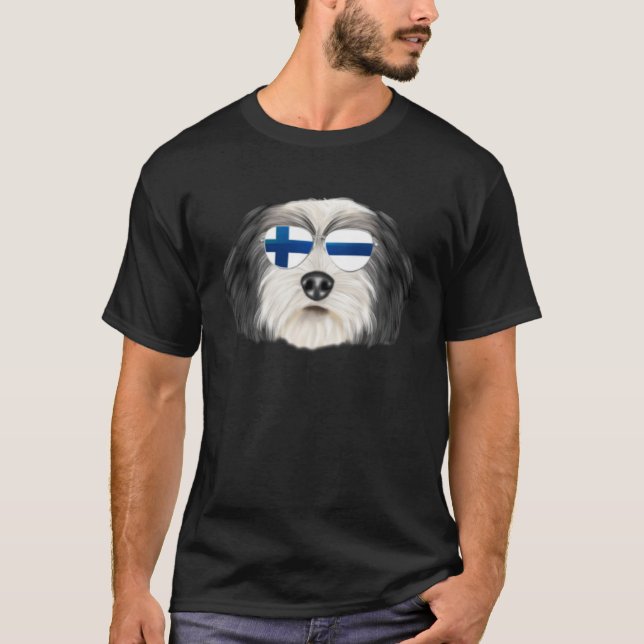 Camiseta Finnish Flag Polish Lowland Sheepdog Dog Finland P (Frente)