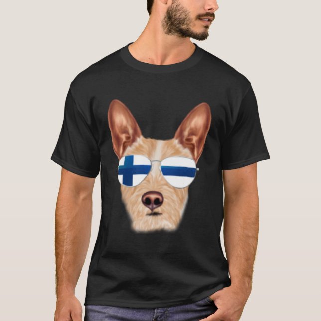 Camiseta Finnish Flag Portuguese Podengo Pequeno Dog Finlan (Frente)