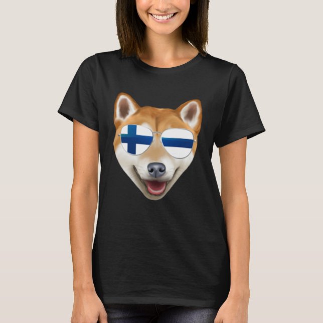 Camiseta Finnish Flag Shiba Inu Dog Finland Pocket (Frente)