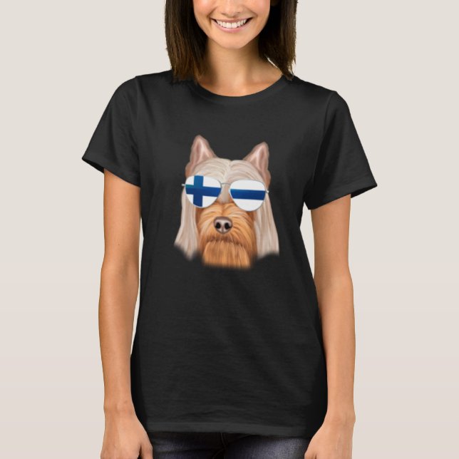 Camiseta Finnish Flag Silky Terrier Dog Finland Pocket (Frente)