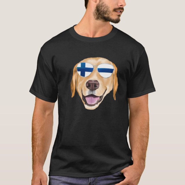 Camiseta Finnish Flag Yellow Labrador Retriever Dog Finland (Frente)