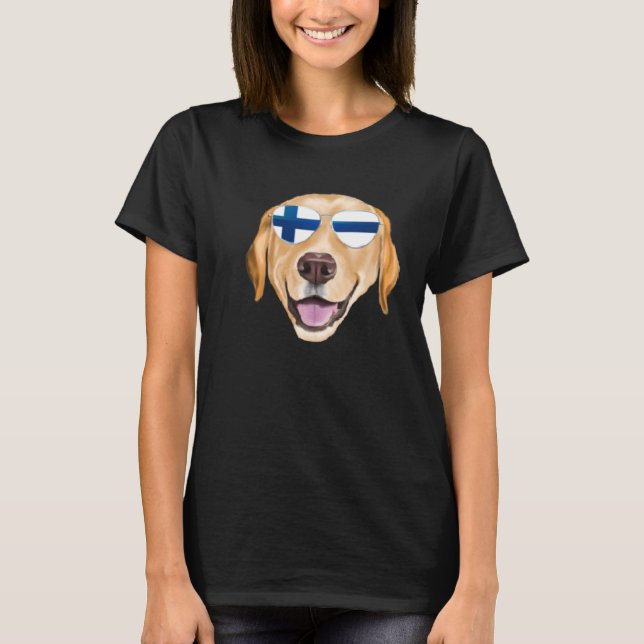 Camiseta Finnish Flag Yellow Labrador Retriever Dog Finland (Frente)