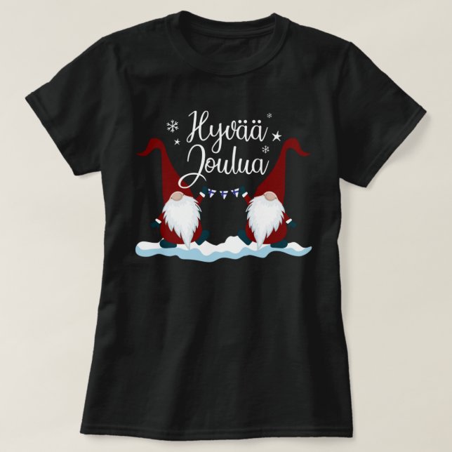 Camiseta Finnish Merry Christmas Finland Gift Tee Hyvaa Jou (Frente do Design)