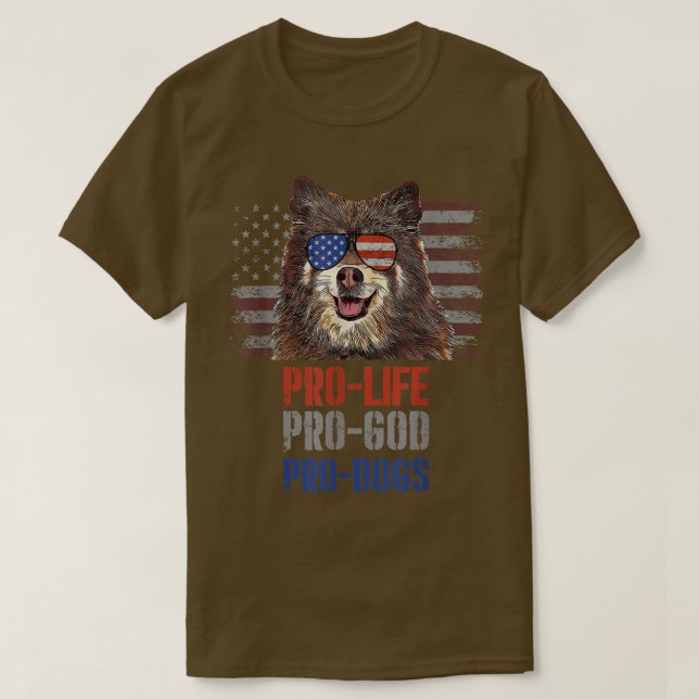 Camiseta Finnish Spitz Pro Life Pro God Pro Dogs T-Shirt (Frente do Design)