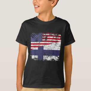 Camiseta FINNISS ROOTS Half American Flag USA FINLAND FLAG